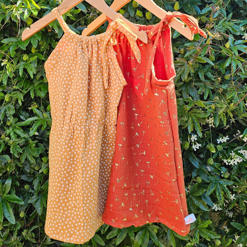 Robe évolutive double gaze 2-4 ans - Modèle évasé